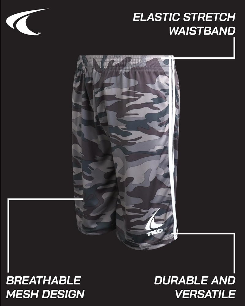 TKO Boys Athletic Shorts - 6 Pack Active Performance Quick Dry Mesh Basketball Shorts for Boys with Elastic Waistband - Image 2